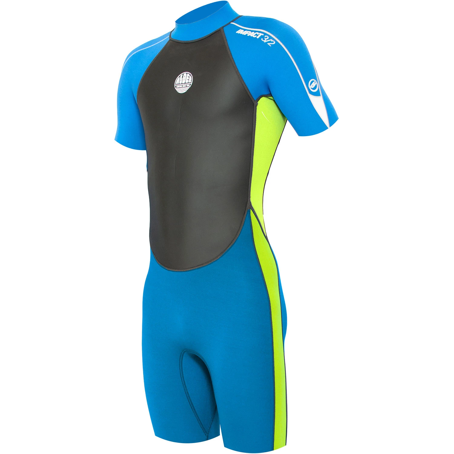 Alder Junior Impact 3/2mm Shorty Wetsuit - Flo Lime 1 Alder Junior Impact 3/2mm Shorty Wetsuit - Flo Lime