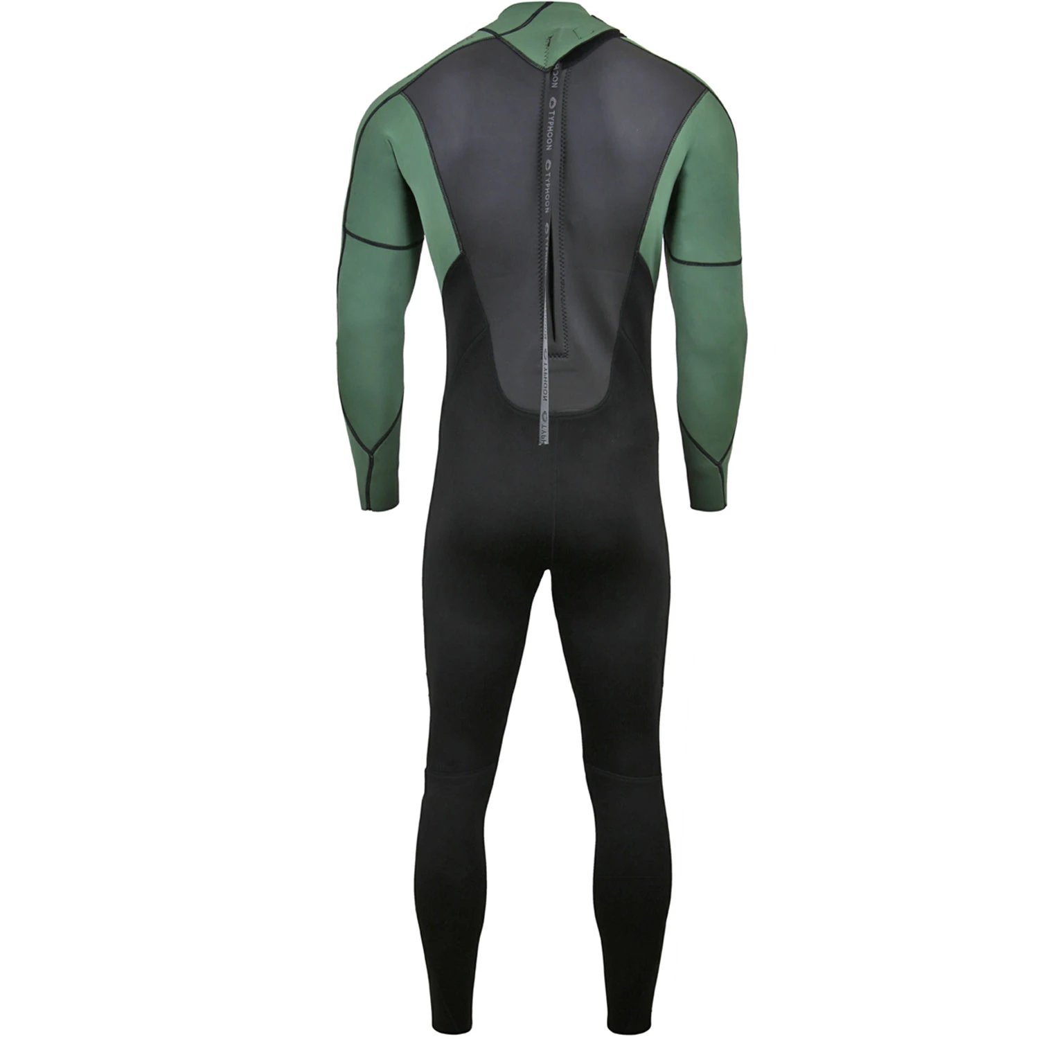 Typhoon Storm3 3/2mm Back Zip Wetsuit - Black/Green 2 Typhoon Storm3 3/2mm Back Zip Wetsuit - Black/Green - Image 2