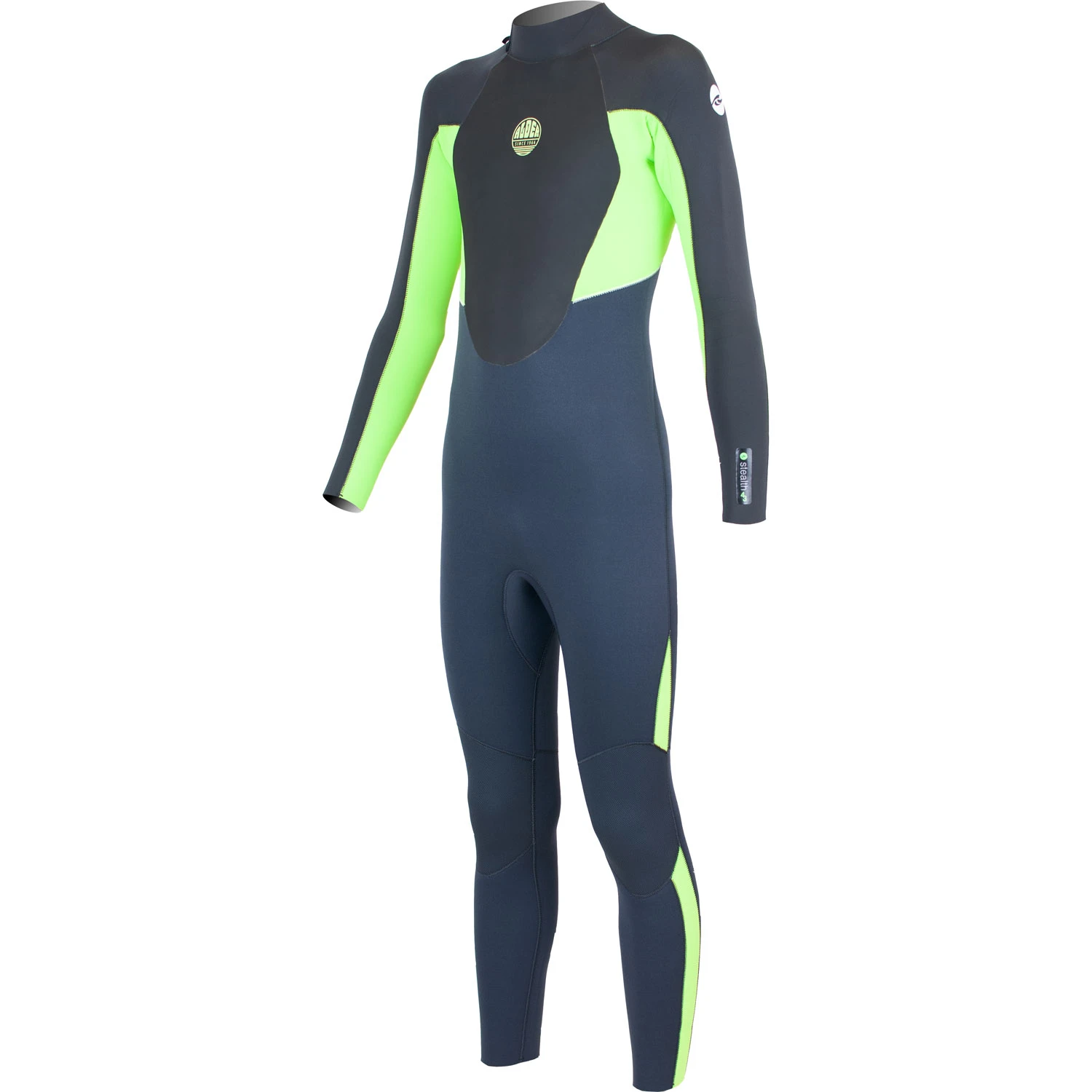 Alder Junior Stealth 5/4/3mm BZ Fullsuit Wetsuit - Graphite / Lime 1 Alder Junior Stealth 5/4/3mm BZ Fullsuit Wetsuit - Graphite / Lime