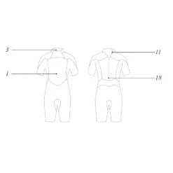 Mystic Kids Star 3/2mm Back-Zip Flatlock Shorty Wetsuit - Navy -Wetsuit Specialty Shop 35400.180062 410 Outline Diagram