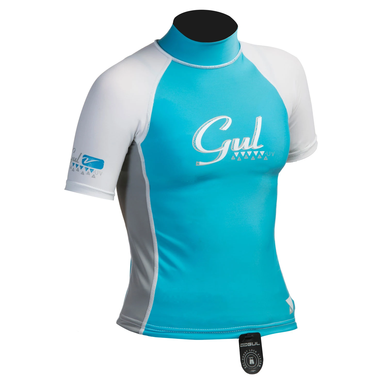 Gul Surf Junior Girls Short Sleeve Rashguard - Turquoise/Silver